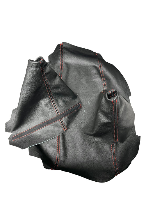 Genuine Leather Console Armrest Parking Brake Shift Boot Cover Set For Chevy Corvette C5 1997-2004-1