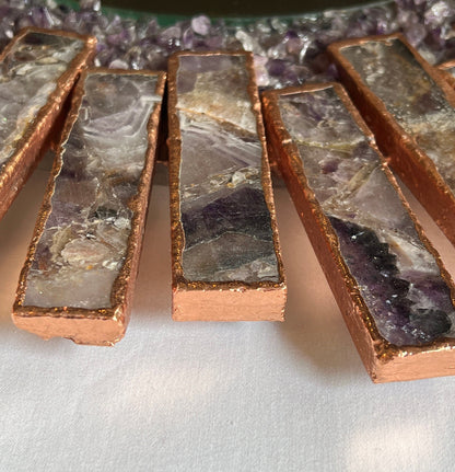 Starburst - Handmade 20" Round Rose Gold Plated Amethyst Mirror with Amethyst Crystal Gemstones-4