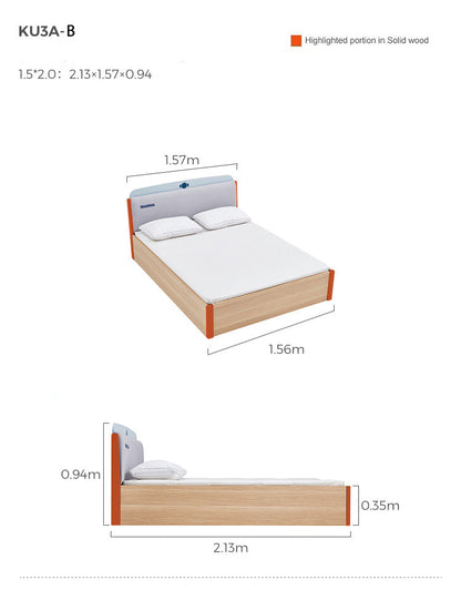 Single Blue Platform Bed Mattress Set and Storage-3